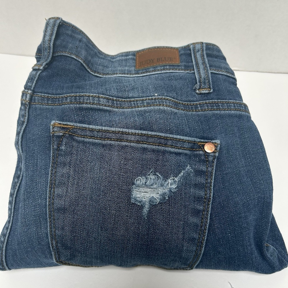 Judy Blue Skinny Fit Hi-Rise Button‎ Fly Jeans Distressed Size 7/28 Style #82246